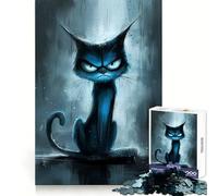 Angry Blue Cat 1000 Teenager Pieces Jigsaw Puzzle Boost Memory Happy Idle Time Quality Cut Chic Xmas Gift (50x75cm)
