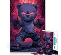 Angry Boxing Bear Jigsaw Puzzles 1000 Recall Fun Play Burr Free Clean Cut Pieces Portable Travel Friendly Fun Game (38x52cm)