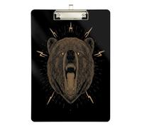 Angry Brown Bear clipboard Printed Waterproof for Nursing Student Trade Quest Size 9 x 12.5 Tabla para escribir con Clip
