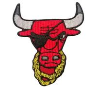 Angry Bull face with Eye Patch Art Clothing Badge Iron on Sew on Embroidered Patch appliqué