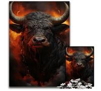 Angry Bull Puzzles 1000 Pieces for Adults Wooden Jigsaw Puzzles for Travel Lovers Couples Challenging Toy 1000 PCS(75x50cm)
