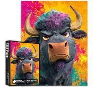 Angry Cartoon Buffalo 1000 Piece Jigsaw Puzzles for Adults Oil Painting Style Art Puzzle Colorful DIY Puzzles for Home Decoration Gifts Family Puzzle Perfect for Game Nights 50×70cm