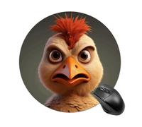Angry Cartoon Chicken Round Gaming Mouse Pad Non-Slip Rubber Base Mousepad Travel Office Mousepads for Desk Funny Waterproof Computer Mouse Mat Cute Laptop Mouspad 7.8x7.8 Inch
