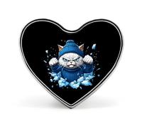 Angry Cat Heart Metal Badge Printed Brooches Cute Button Decorations Pins for Backpack Clothing