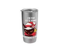 Angry Cat I'm Fine It's Fine Everything is Fine Christmas Stainless Steel Insulated Tumbler