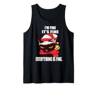 Angry Cat I'm Fine It's Fine Everything is Fine Christmas Tank Top