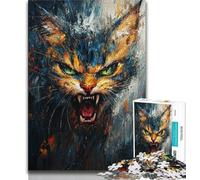 Angry Cat Jigsaw Puzzles 1000 Pieces for Adults Teens,Help The Brain Exercise Addictive Toys to Cultivate Patience Great Gift 38x26cm