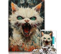 Angry Cat Jigsaw Puzzles for Teenagers 1000 Jigsaws,Staycation Kill Time Every Piece Is Unique - Challenging Family Fun Game 50x75cm