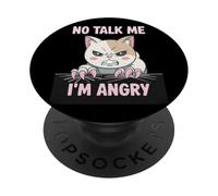 Angry Cat Mood Humor Sarcastic Pet Lover PopSockets Adhesive PopGrip