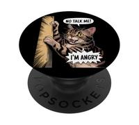 Angry Cat Mood Humor Sarcastic Pet Lover PopSockets Adhesive PopGrip