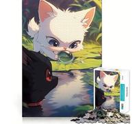 Angry Cat Playing Bubbles Jigsaw for Teenagers 1000 Pieces Memory Fun Game Smooth Burr Free Surface Birthday Gift Brain Teaser Toy (50x75cm)