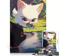 Angry Cat Playing Bubbles Jigsaw Puzzles 1000 Pieces for Teenagers Sharp Memory Calm Leisure Neat Edges Festive Gift (38x52cm)