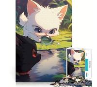 Angry Cat Playing Bubbles Jigsaw Puzzles 1000 Recall Fun Play Burr Free Clean Cut Pieces Portable Travel Friendly Fun Game (38x52cm)