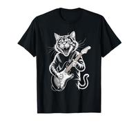 Angry Cat Playing Guitar Rock Fans and Music Lovers T-Shirt