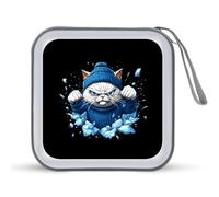Angry Cat Portable CD Case 40 Capacity DVD Collection Holder Zipper Storage Wallet for Car Home Travel