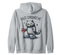 Angry Cat Rage Consumes Me Coffee Lover Zip Hoodie