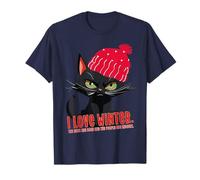 Angry cat with Knitted hat Happy About Wintertime T-Shirt