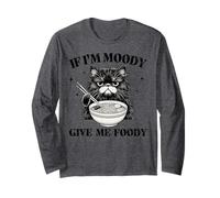 Angry Cat with Ramen Funny Moody Foodie Top Long Sleeve T-Shirt