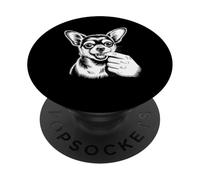 Angry Chihuahua Biting Finger Funny Dog Humor Art Tee PopSockets Adhesive PopGrip