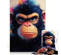 Angry Chimpanzee Portrait Adult Jigsaw Puzzle1000 Pieces Smart Exercise Soothing Downtime Accurate Edges Holiday Present (50x75cm)