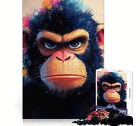 Angry Chimpanzee Portrait Jigsaw 1000 Pieces for Teenagers Thinking Skill Mindful Escape Neat Edges (38x52cm)