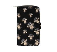 Angry Chimpanzee with Bandana Long Zippered Pouch Slim Clutch Organizer Purse Money and Credit Card Holder for Men Women