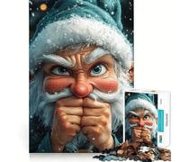 Angry Christmas Elf Funny 1000 Piece Adult Puzzles Logic Puzzle Play Precision Cut Smooth Edges for Family Gatherings (38x26cm)