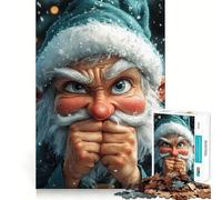 Angry Christmas Elf Funny Jigsaw for Teenagers 1000 Pieces Mind Boost Fun Clean Cut Sturdy Components Heartwarming Gathering Activity (50x75cm)