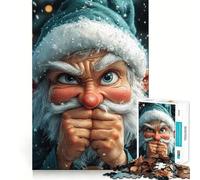 Angry Christmas Elf Funny Jigsaw Puzzles 1000 Cognitive Skill Toy Smooth Burr Free Surface Relaxing Indoor Group Activity (38x52cm)