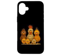 Angry Colorful Chicken Art, Crazy Chicken Family Funny Case for iPhone 16 Plus