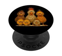 Angry Colorful Chicken Art, Crazy Chicken Family Funny PopSockets Adhesive PopGrip