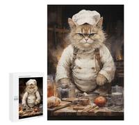 Angry Cook Cat: New Year Gift, 1000 PCS Decorative Wooden Puzzle, with A Decorative Finished Picture