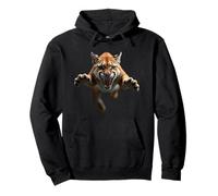 Angry Cougar Head Roaring Wild Animal Mountain Art Pullover Hoodie