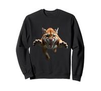 Angry Cougar Head Roaring Wild Animal Mountain Art Sweatshirt