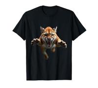 Angry Cougar Head Roaring Wild Animal Mountain Art T-Shirt