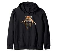 Angry Cougar Head Roaring Wild Animal Mountain Art Zip Hoodie