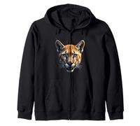 Angry Cougar Head Roaring Wild Animal Mountain Art Zip Hoodie