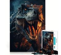 Angry Dino Jigsaw Puzzle 1000 Pieces Mental Focus Game Precision Cut Smooth Edges Absorbing Activity for Quiet Nights (38x26cm)