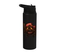 Angry Donut Creature with Bite Mark and Fiery Eyes Stainless Steel Insulated Water Bottle