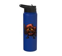 Angry Donut Creature with Bite Mark and Fiery Eyes Stainless Steel Insulated Water Bottle