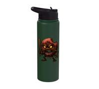 Angry Donut Creature with Bite Mark and Fiery Eyes Stainless Steel Insulated Water Bottle