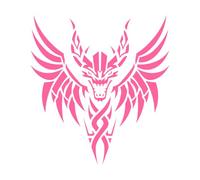 Angry Dragon Head Tattoo Silhouette Engraving Stickers 54.6x59cm Do not Damage The Wall Surface Pink