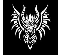 Angry Dragon Head Tattoo Silhouette Facing Forward Engraving Decals 42x47.8cm Tattoo Culture White