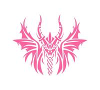 Angry Dragon Head Tattoo Silhouette Facing Forward Engraving Stickers 49.2x60.1cm Art Mural Painting Pink