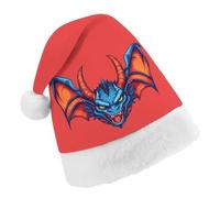 Angry Dragon Head With Horns Santa Hat Christmas Holiday Party Headwear for Adults Soft Velvet Festive Costume Accessory Adult