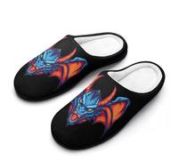 Angry Dragon Head With Horns Women's Cotton Slippers Winter Warm Slip-on House Shoes with Anti-Skid Rubber Sole 11-12(42-43)