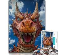 Angry Dragon Puzzles for Adults Teens 1000pc Puzzle,Learning Educational Toys Family Games with Matching Poster And Trivia Sheet 38x26cm