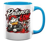 Angry Duck with Broken Hourglass Ceramic Tea Coffee Mug Light Blue