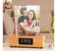 Angry Egg Boy Crystal Print With Your Photo, Office Desk Decor Personalized Picture Gift Glass Clear Frame With Bluetooth Clock 7 Colors LED Light Change Mood Light