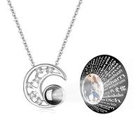 Angry Egg Boy Star Moon Necklace 925 Sterling Silver Custom Photo Projection Pendant Necklace 100 I Love You Language Jewelry Gifts for Women